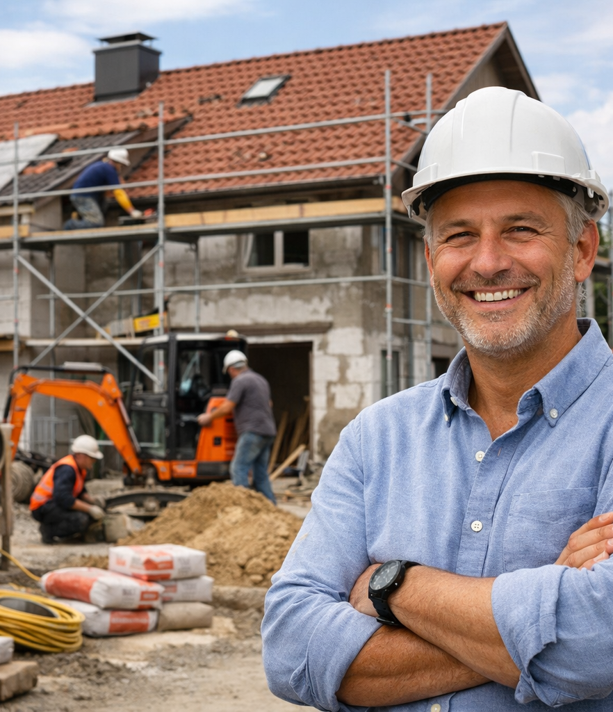 Koordinierte Baustelle mit Handwerkern